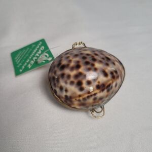Vintage Sea Shell W/ Brass Tone Clasp Ring Trinket Box